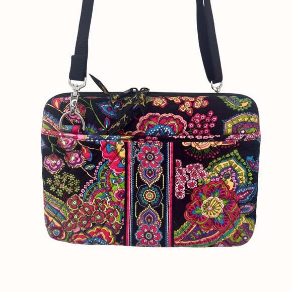VERA BRADLEY PARISIAN PAISLEY FLORAL PRINT HARD CROSSBODY PURSE IPAD CASE W/ ADJ - Picture 3 of 5
